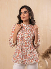 Peach Bloom Pintuck Tunic