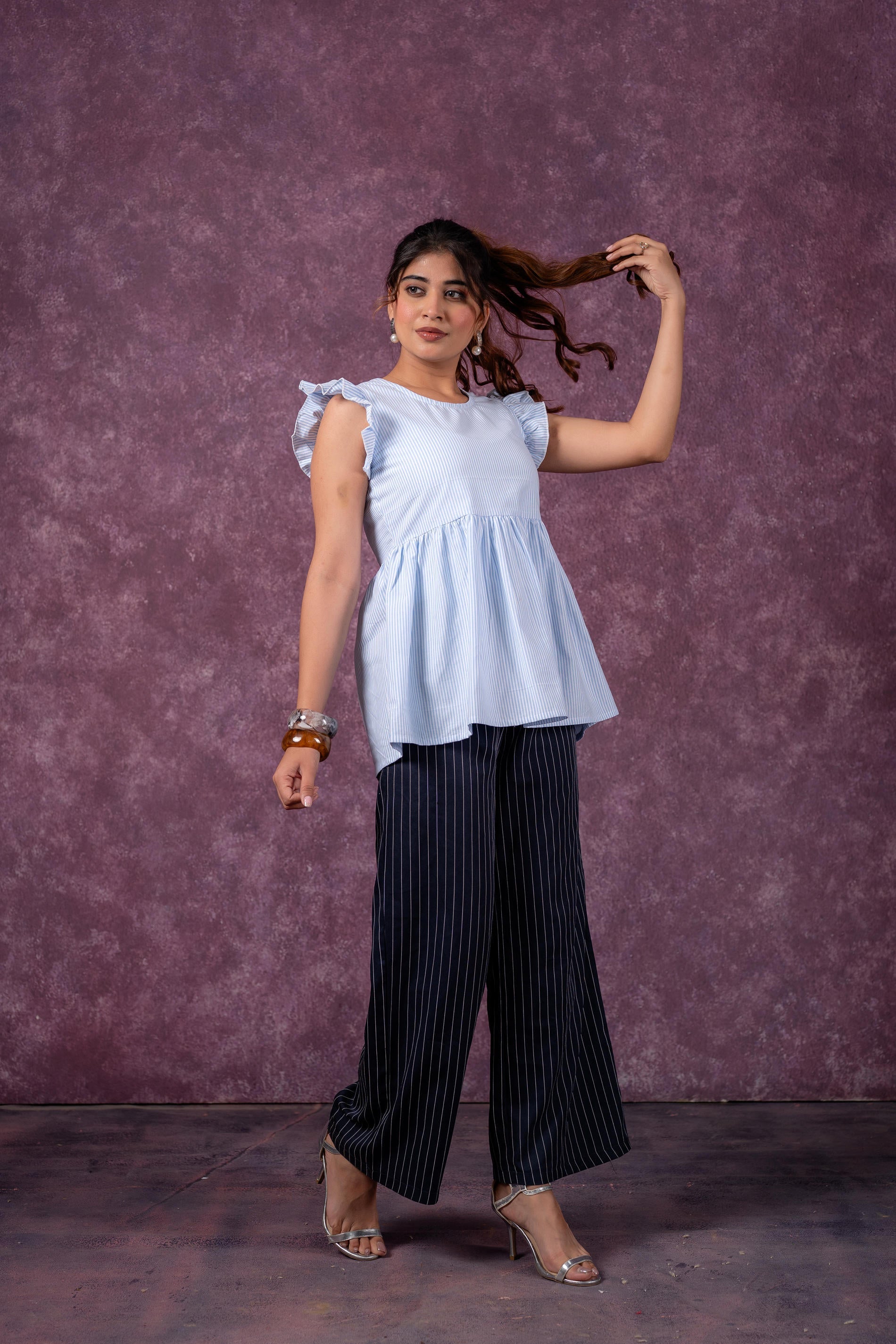 Urban Stripe Breeze Top - White - 3 | DesiQlo