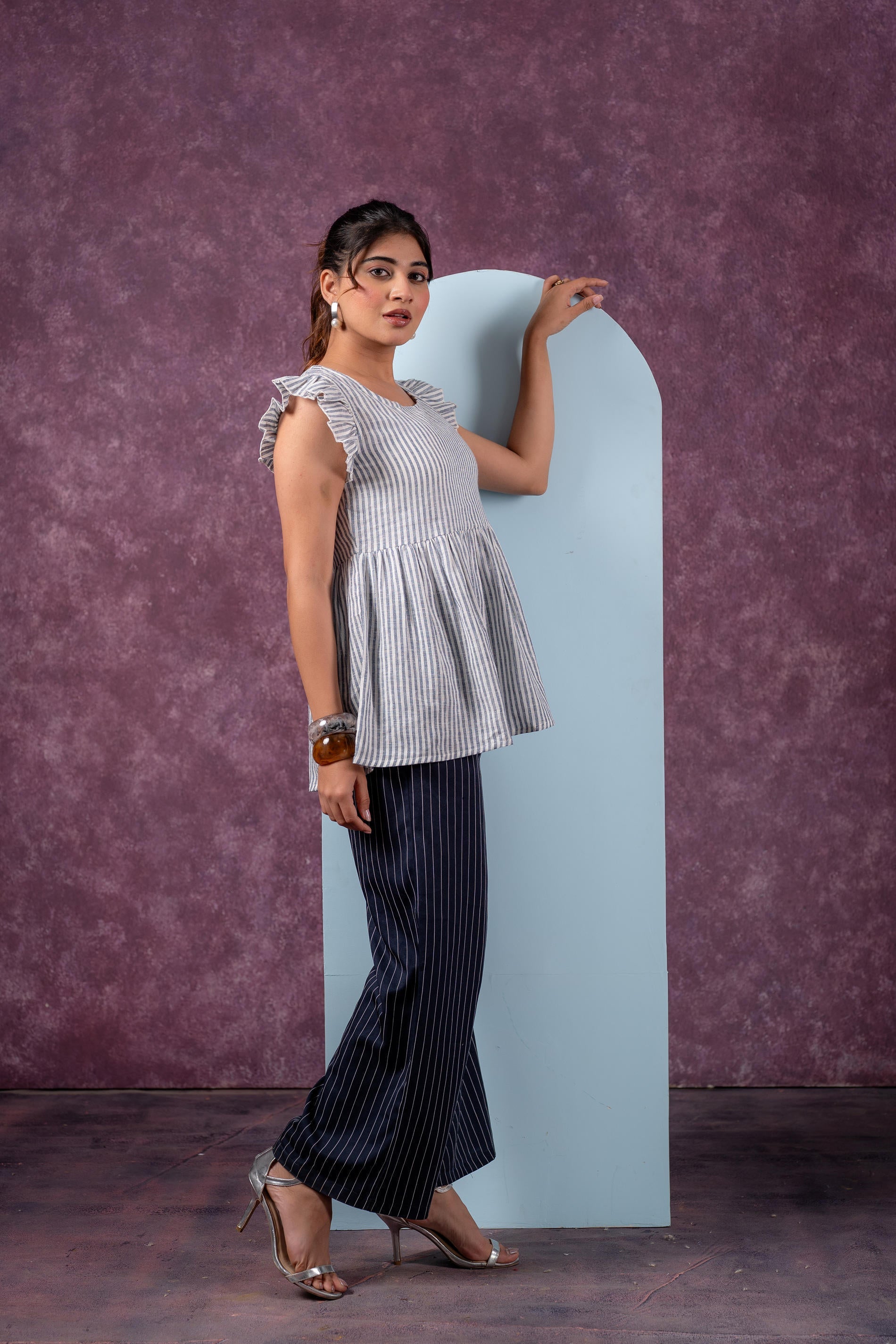 Urban Stripe Breeze Top - White - 5 | DesiQlo