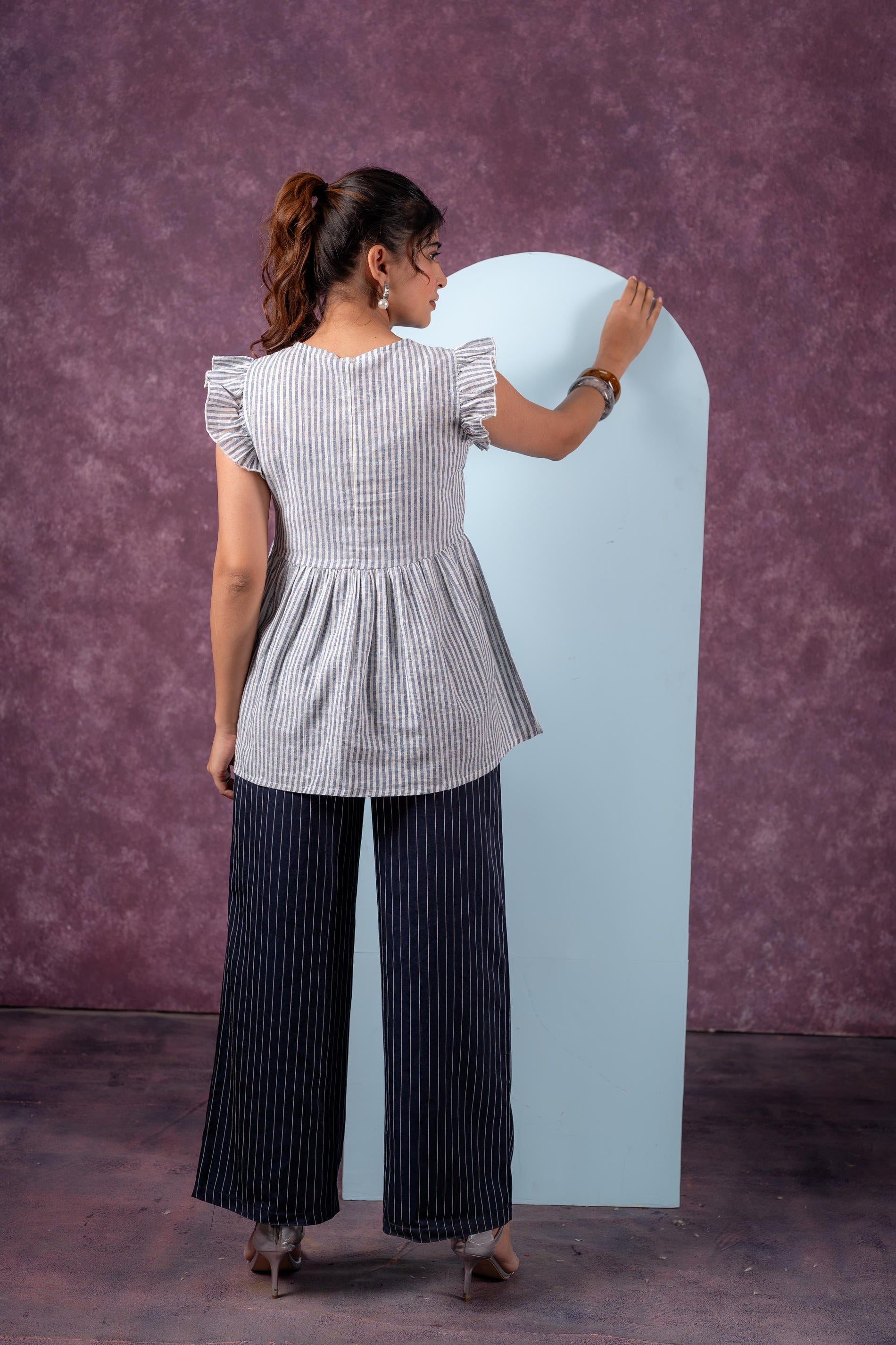 Urban Stripe Breeze Top - White - 5 | DesiQlo