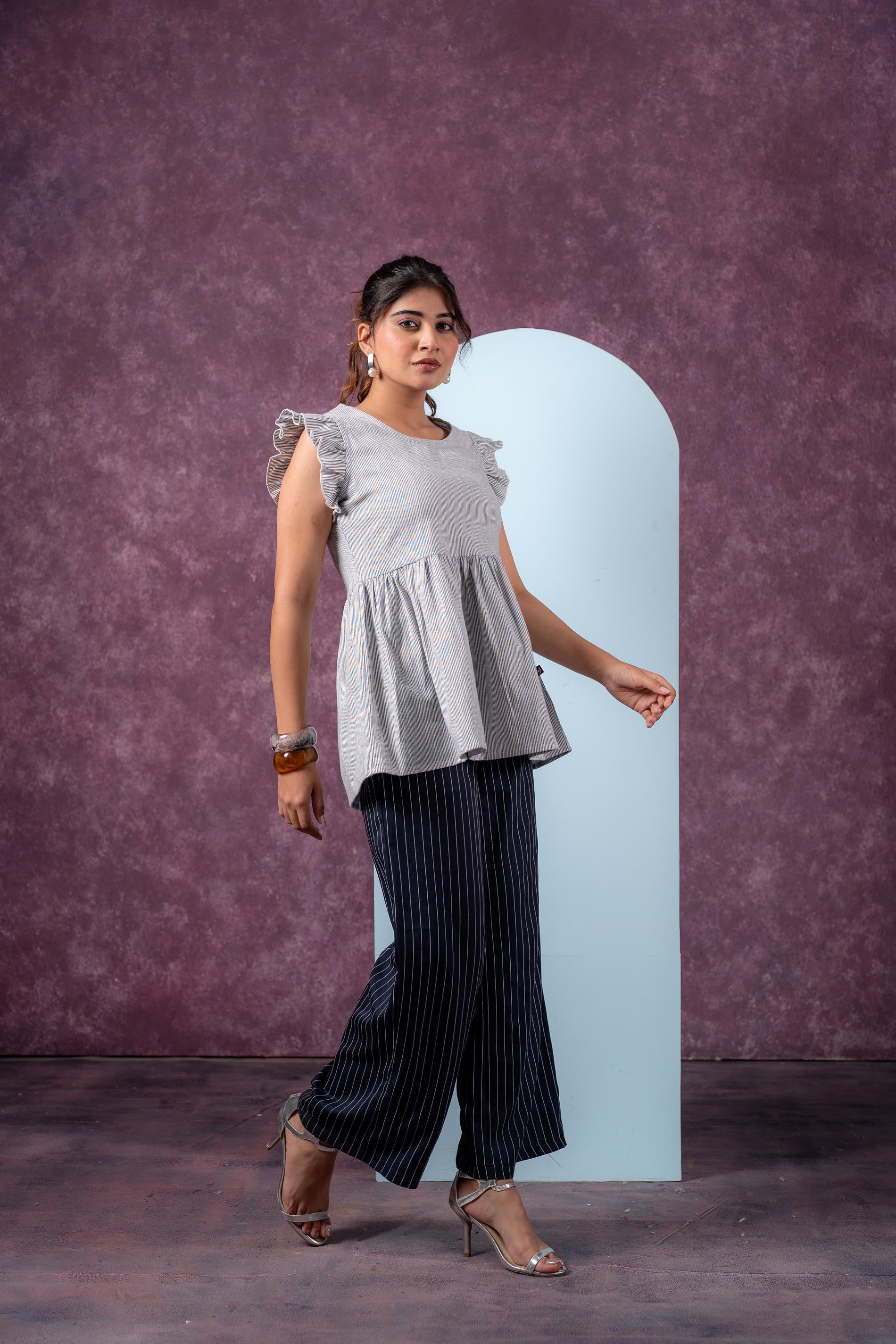 Urban Stripe Breeze Top - White - 5 | DesiQlo