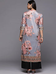 Women Floral Printed Gotta Patti Velvet Kurta-AP-AHKUVLDP-1113