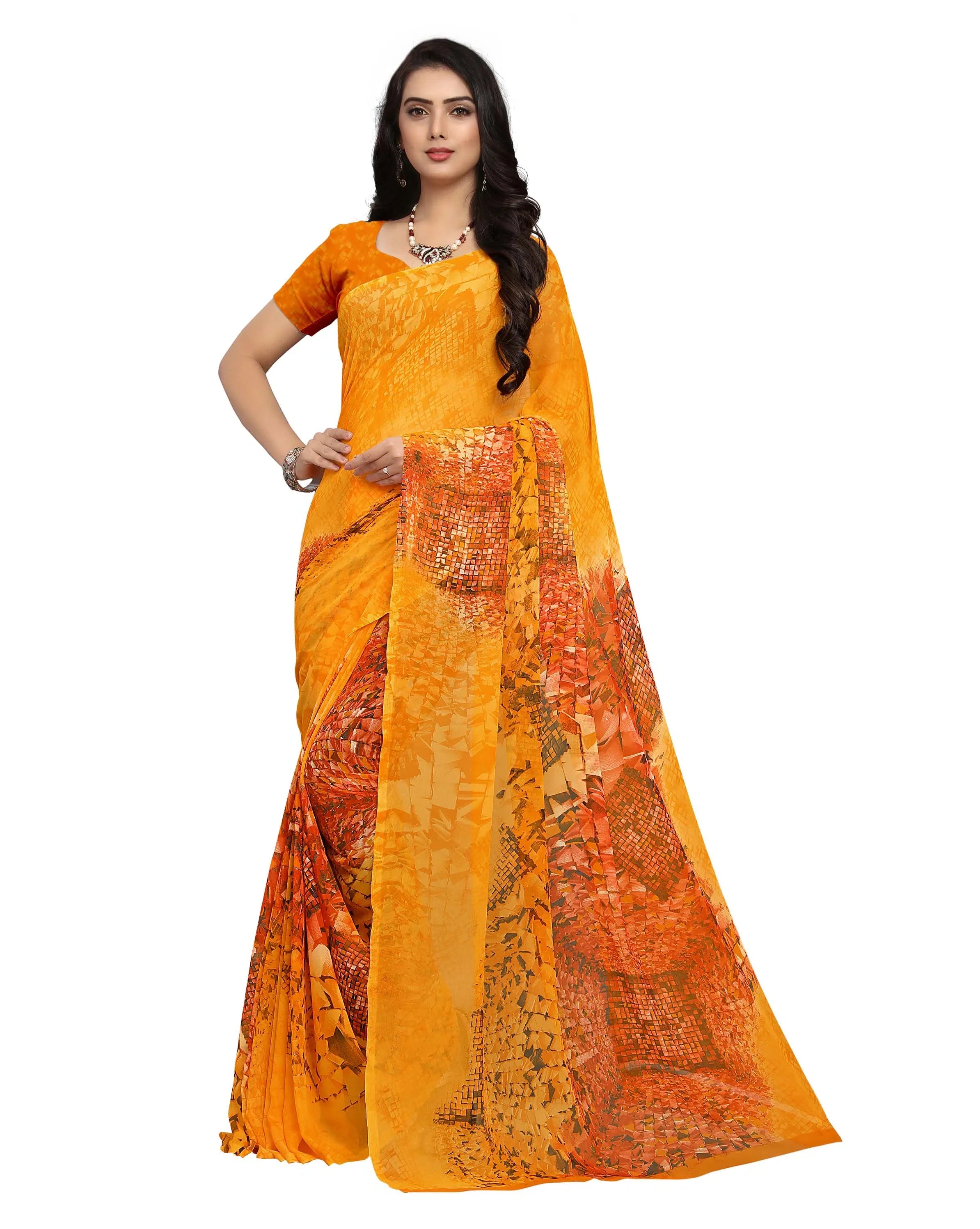 Printed Polyester Saree | Affordable Indian Sari Collection