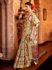Women's Dola Magenta Printed Designer Saree With Blouse Piece-RAJWADI23E