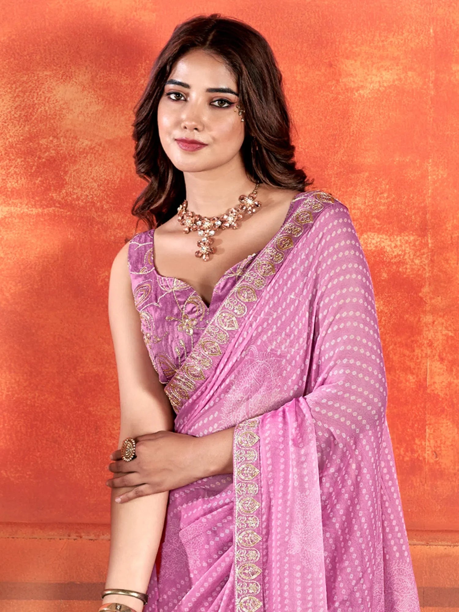 Festive Pink Embellished Saree | Best Designer Sarees India