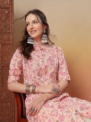 Stylum Women's Pink Floral Printed Rayon A-Line Kurta (PINKARMAF)