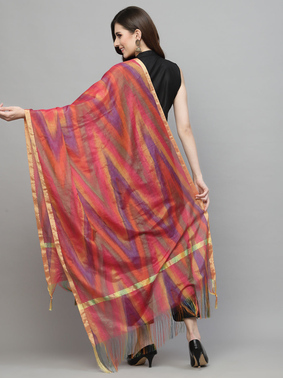 Women's Self Design Silk Blend Dupatta-PINKTOLA | DesiQlo