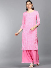 Polyester Printed Kurta Palazzo Set-PKSET1001AB