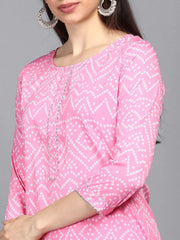Polyester Printed Kurta Palazzo Set-PKSET1001AB