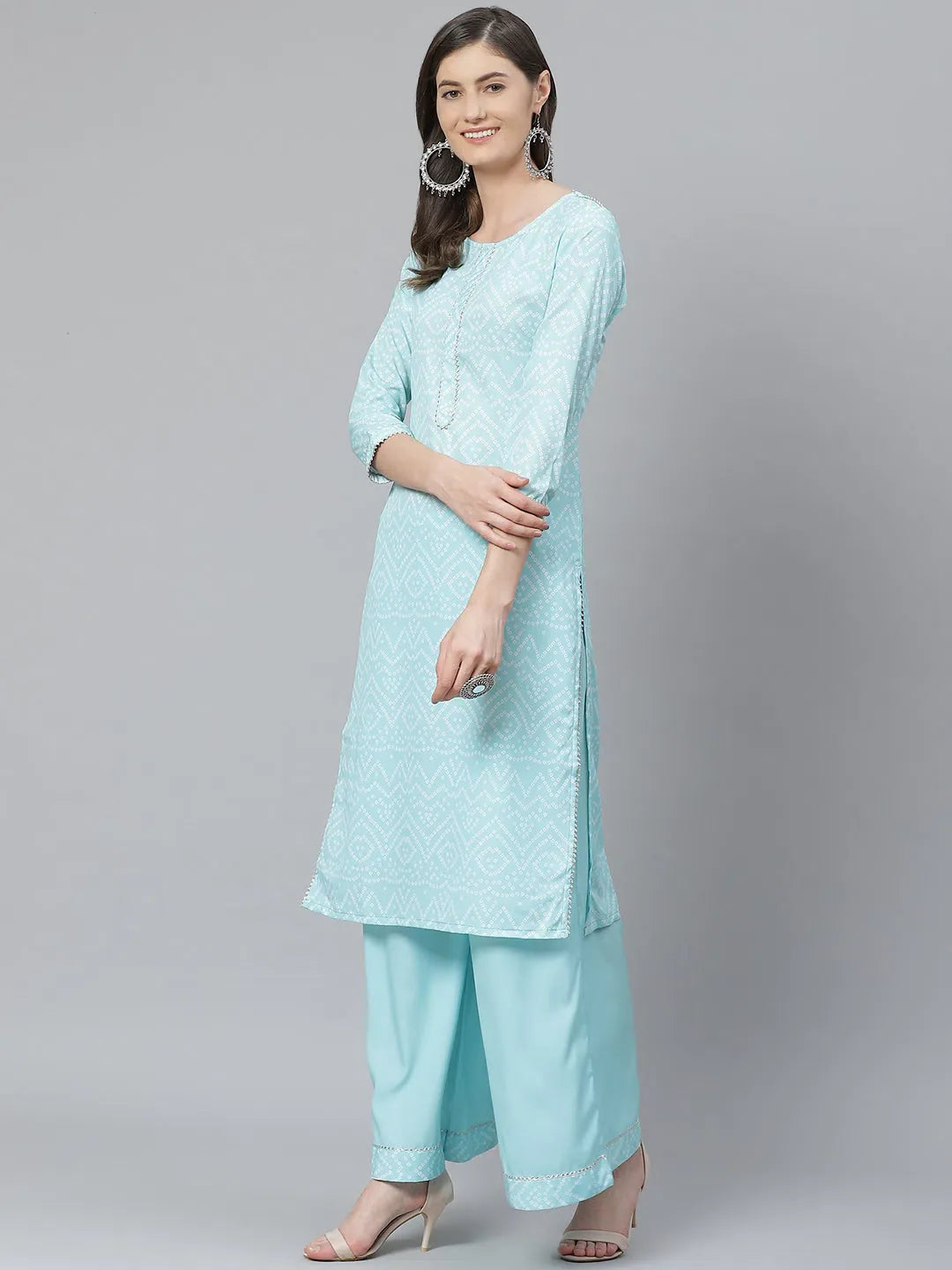 Women's Printed Poly Crepe Kurta Palazzo Set - Elegant Style