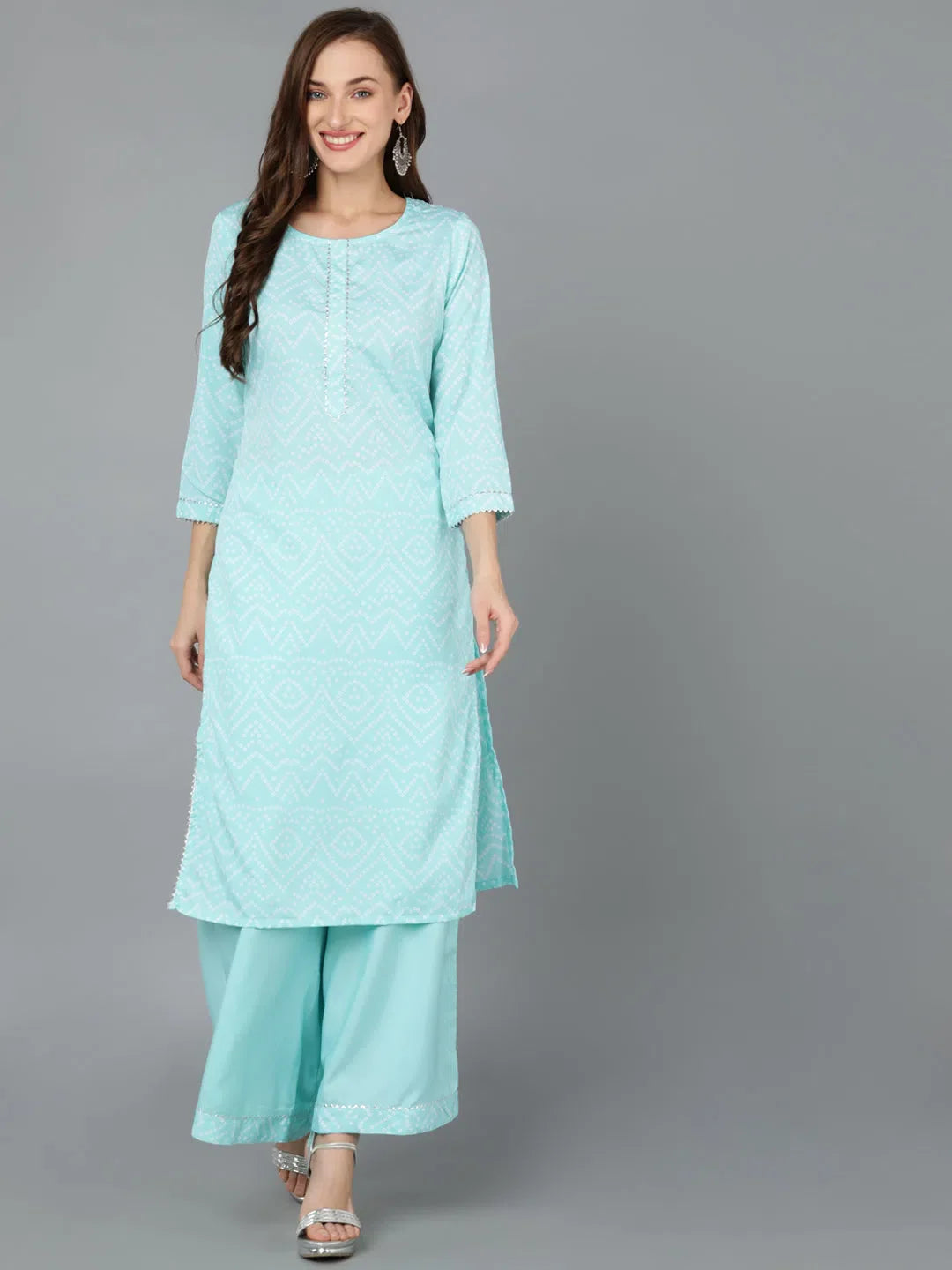 Women Poly Crepe Bandhani Printed Kurta-PKSET1002A