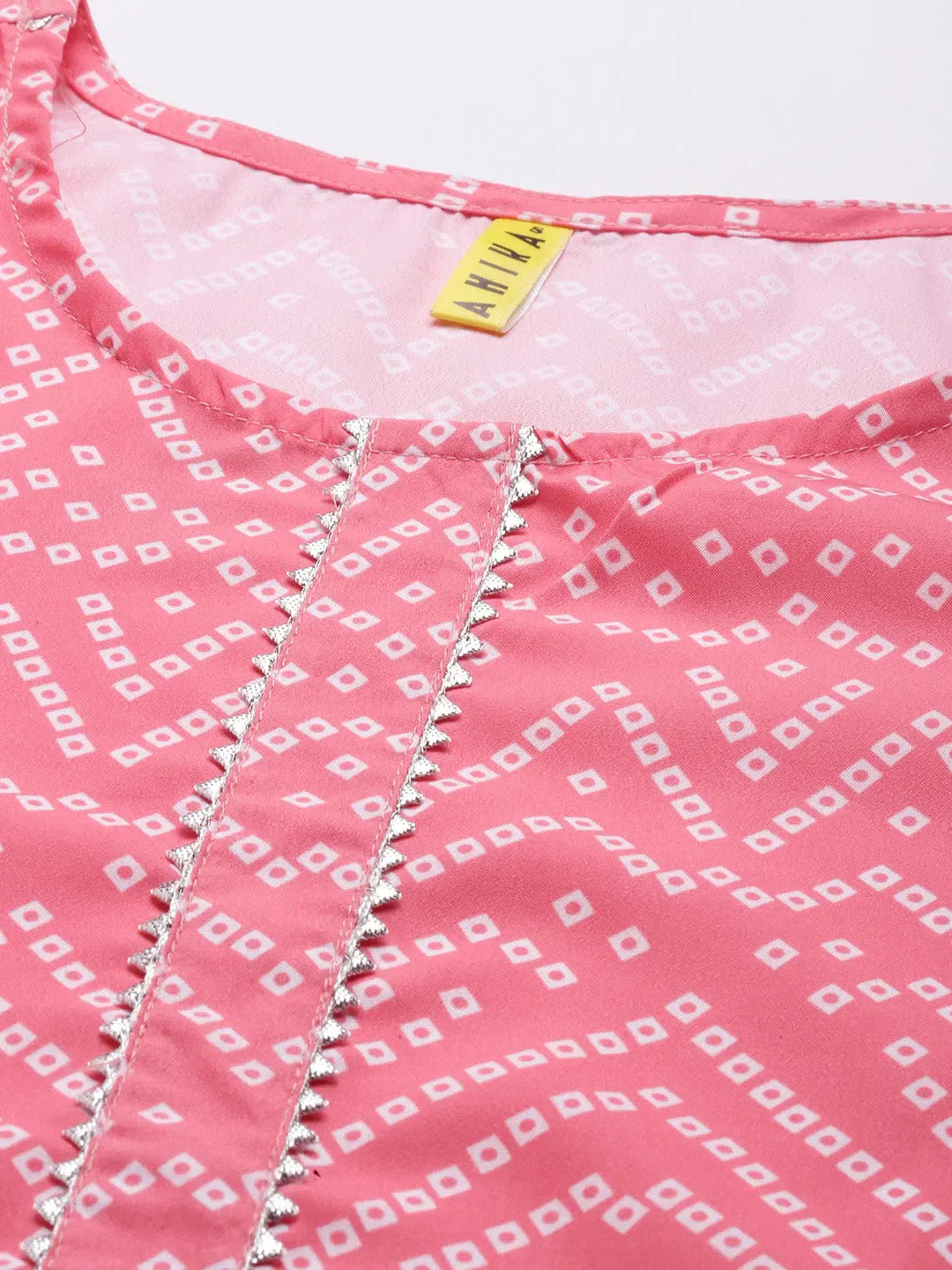 Pink Bandhani Kurta Palazzo Set - Indian Kurtis for Women