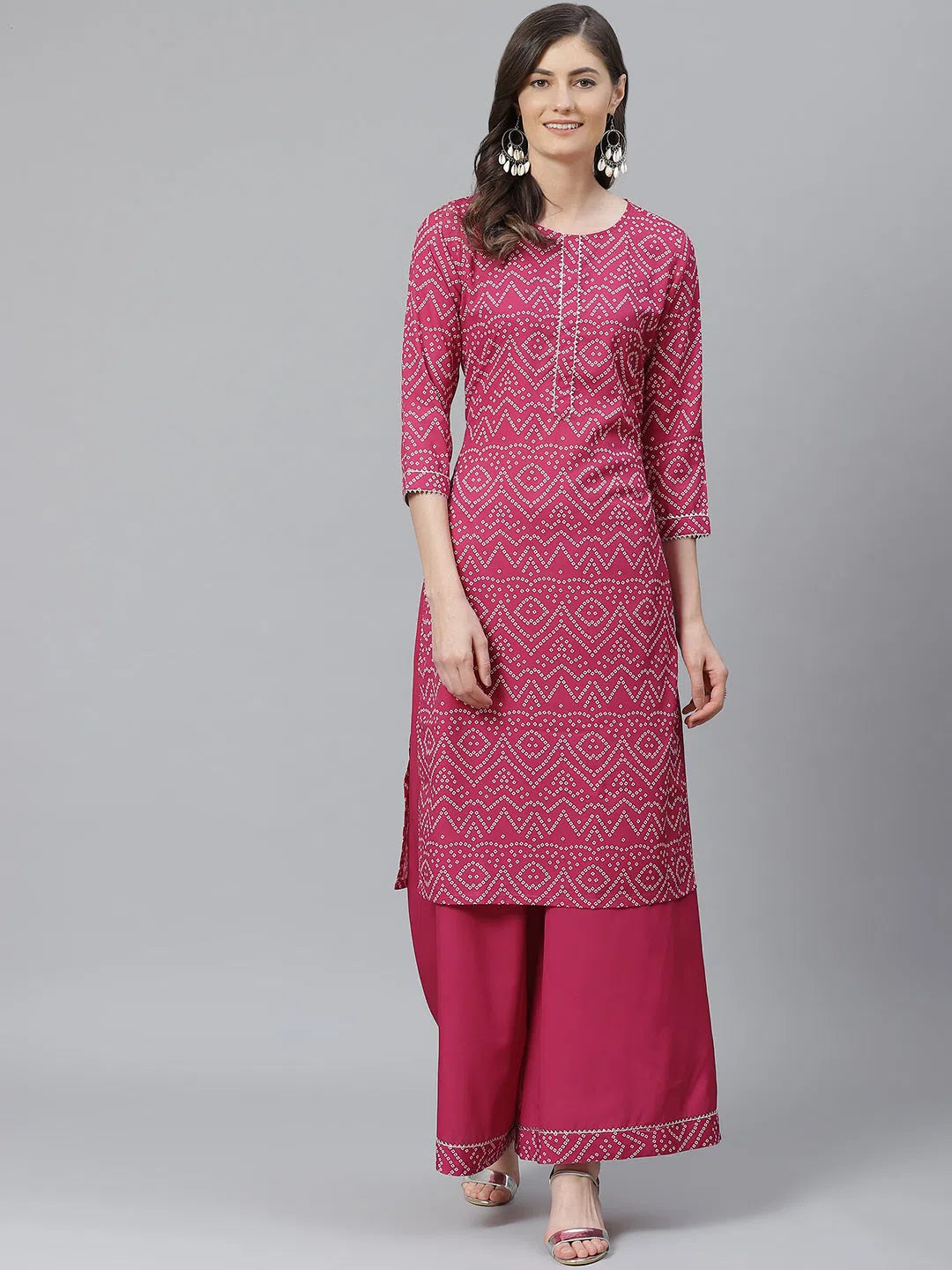 Women's Poly Crepe Printed Kurta Palazzo-PKSET1007