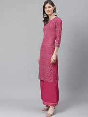 Women's Poly Crepe Printed Kurta Palazzo-PKSET1007