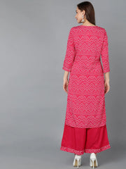 Women Poly Crepe Bandhani Printed Kurta-PKSET1007A