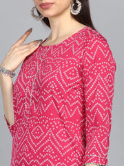 Poly Crepe Printed Kurta Palazzo Set-PKSET1007AB