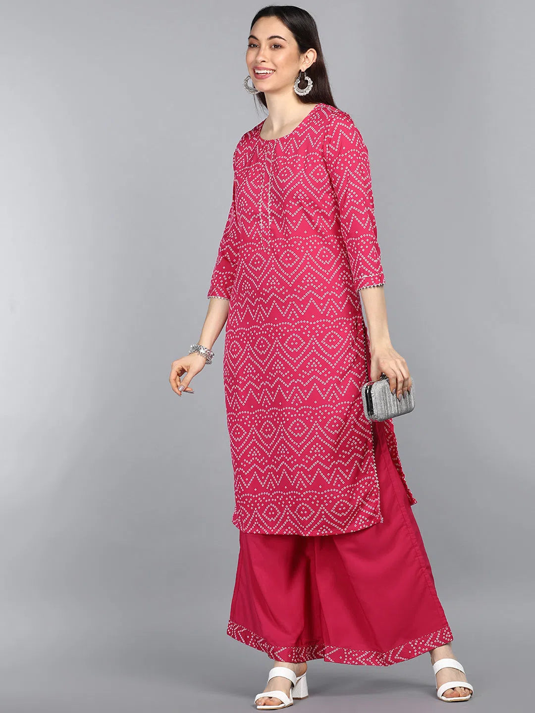 Geometric Orange Cotton Kurta Palazzo Set | Women's Style