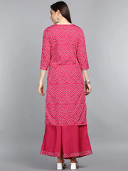 Poly Crepe Printed Kurta Palazzo Set-PKSET1007AB