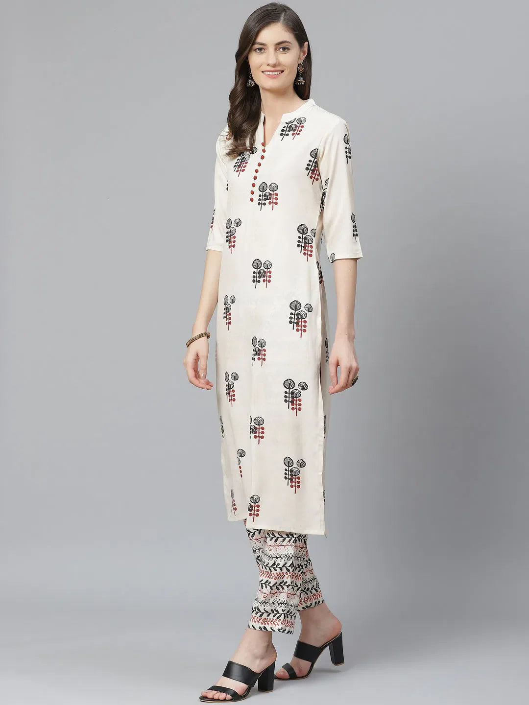 Womens Ethnic Motifs Polyester Indian Kurta - DesiQlo