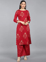 Women Poly Crepe Floral Printed Kurta-PKSET1013A