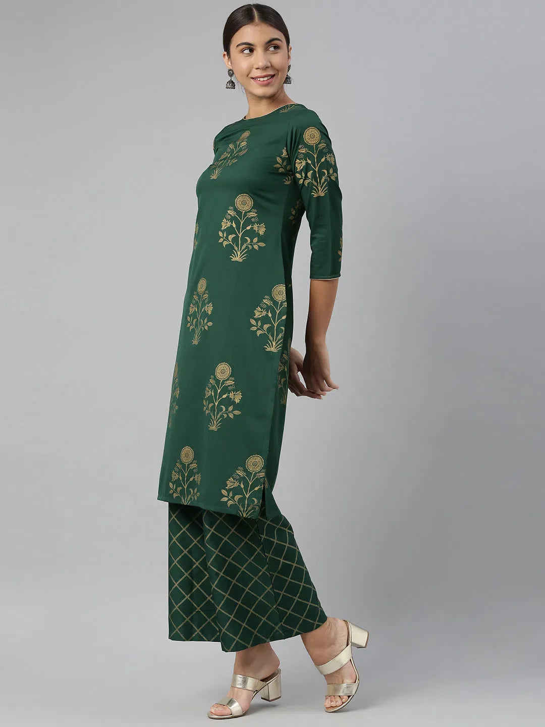 Blue & White Printed Indian Kurta Sets for Women | Ahika