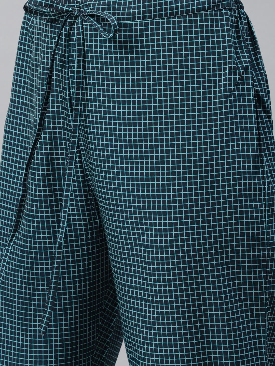 Teal Kurta Palazzo Set - Printed Indian Kurta for Women