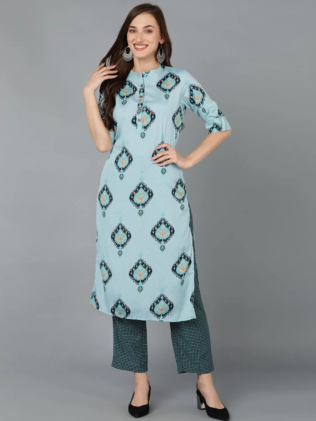Ethnic Motifs Printed Women's Kurta Sets | Indian Kurta Sets