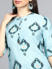 Poly Crepe Printed Kurta Pant Set-PKSET1025AB