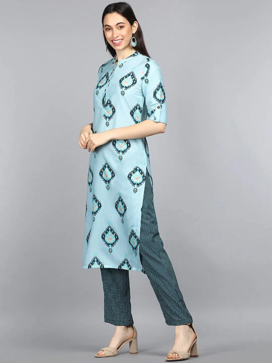 Printed Poly Crepe Kurta Pant Set - Designer Women's Kurta Sets
