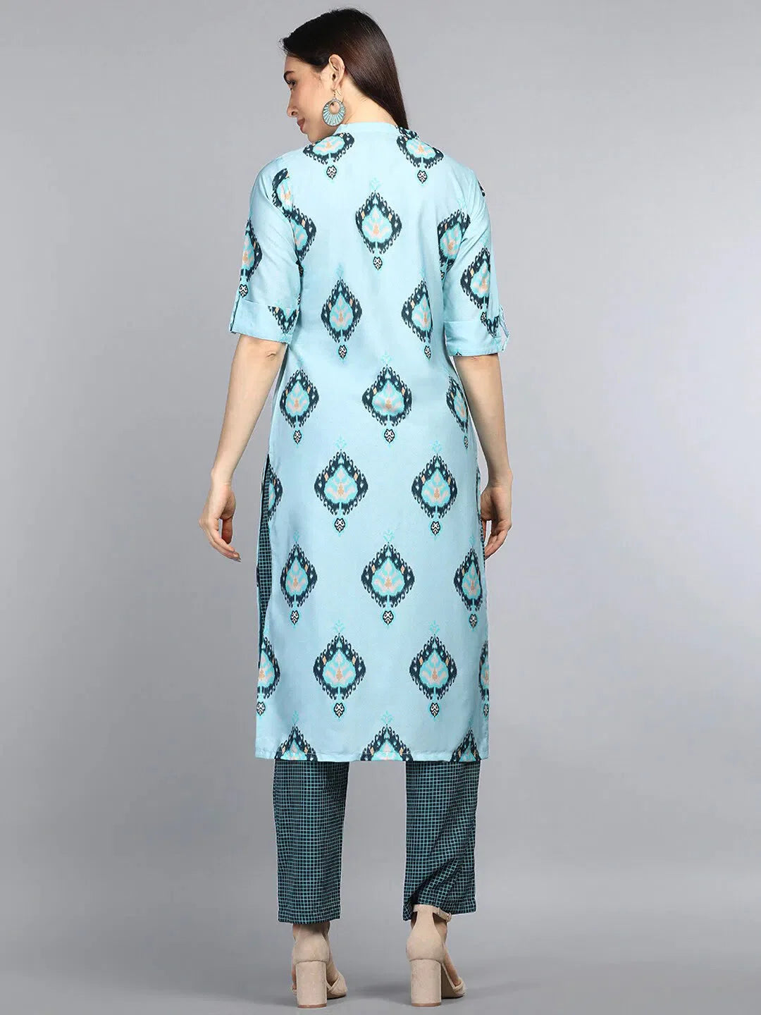 Printed Poly Crepe Kurta Pant Set - Designer Women's Kurta Sets