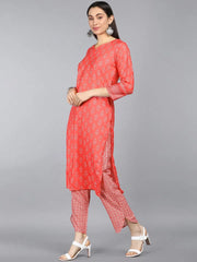 Polyester Printed Kurta Pant Set-PKSET1045AB