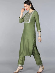 Poly Silk Printed Kurta Pant Set-PKSET1115A