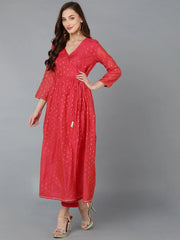 Poly Chanderi Woven Design Kurta Trousers-PKSET1143