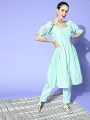 Woven Design Poly Chanderi Kurta Trousers Set-PKSET1146