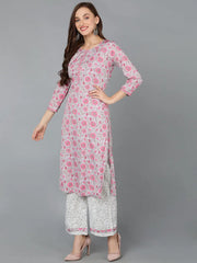 Women Poly Crepe Floral Printed Kurta-PKSKD1020A