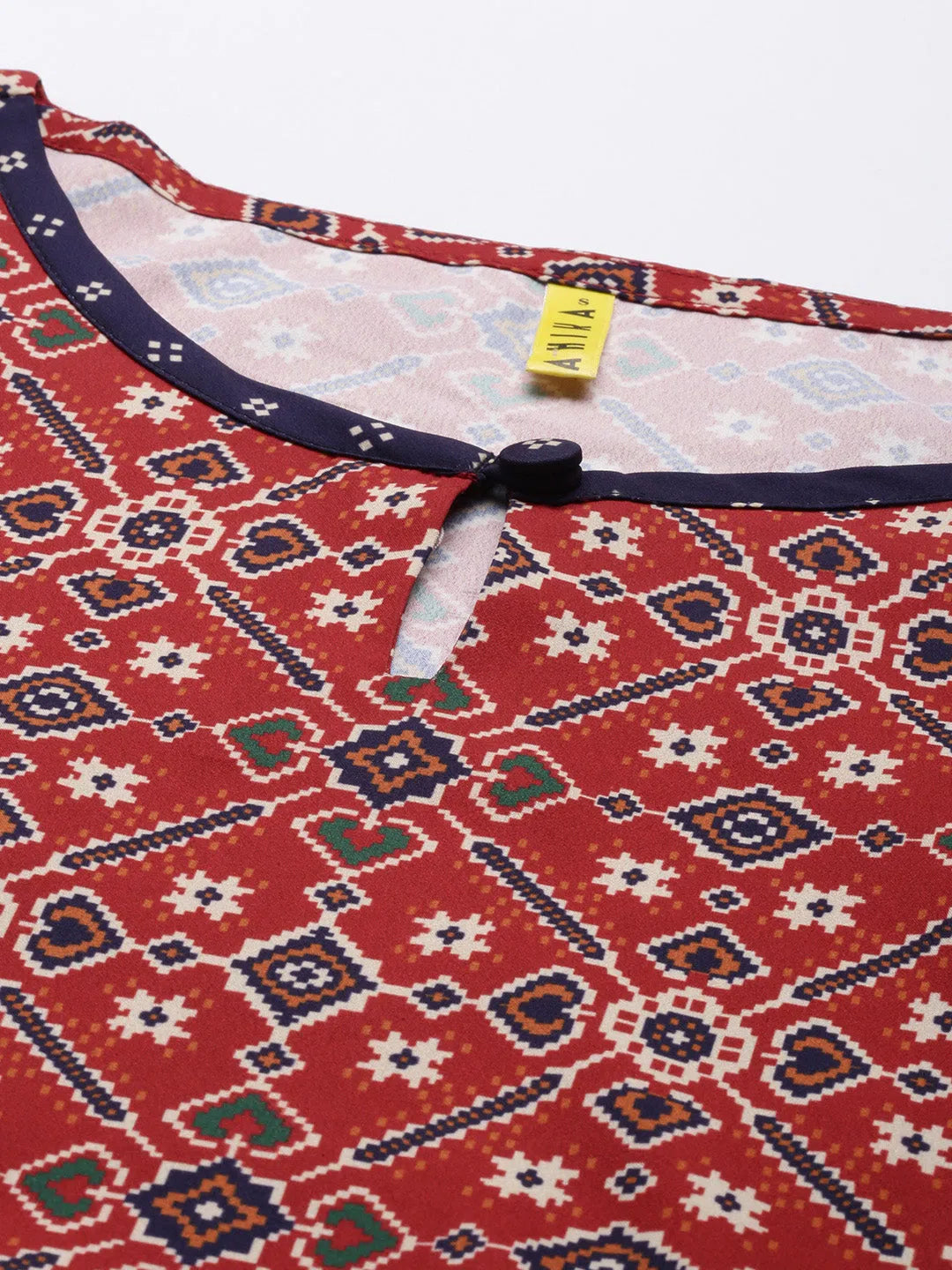Red Ethnic Motifs Printed Women's Kurta Set | Ahika