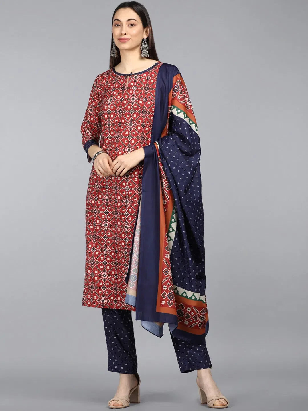 Printed Kurta Set with Dupatta | Women's Indian Kurta Sets - Style 1