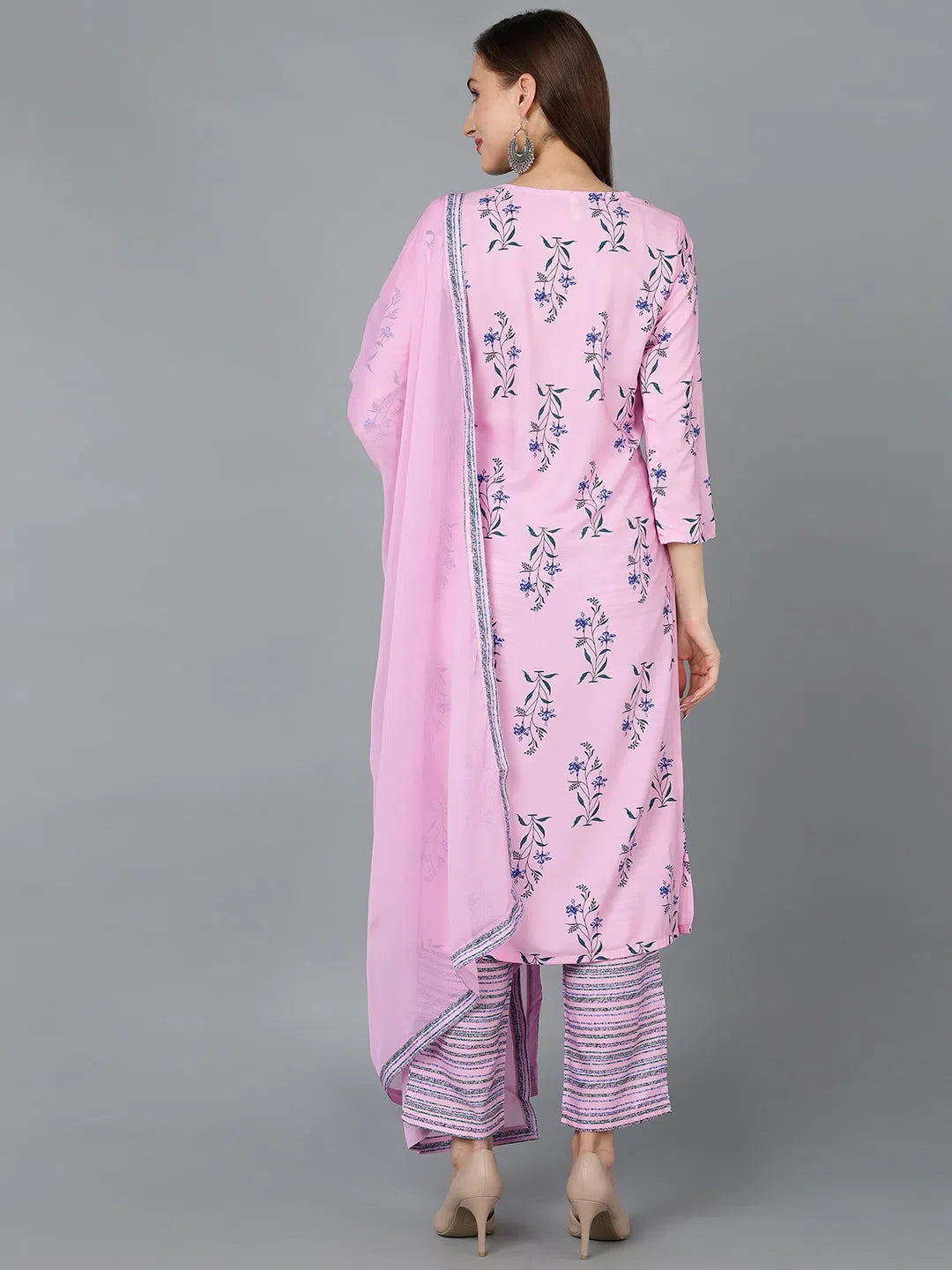 Polyester Floral Printed Kurta Set - Women's Indian Kurta