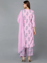 Women Polyester Floral Printed Kurta Trousers