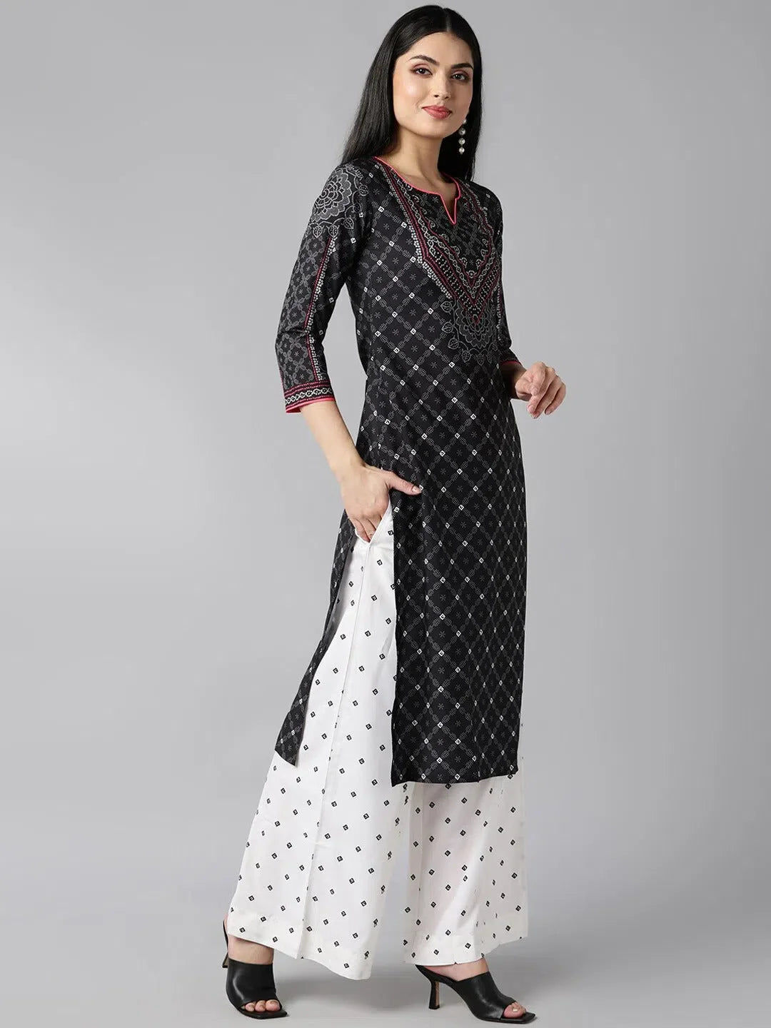 Black Printed Kurta Palazzo Set | Stylish Women's Palazzo Sets