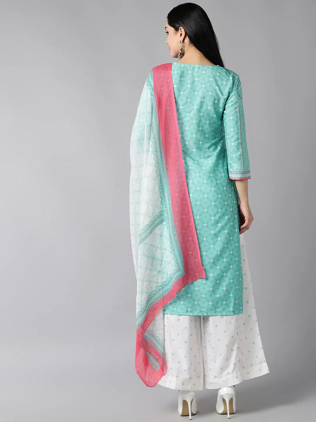 Sea Green Printed Kurta Palazzo Set - Women's Ethnic Wear