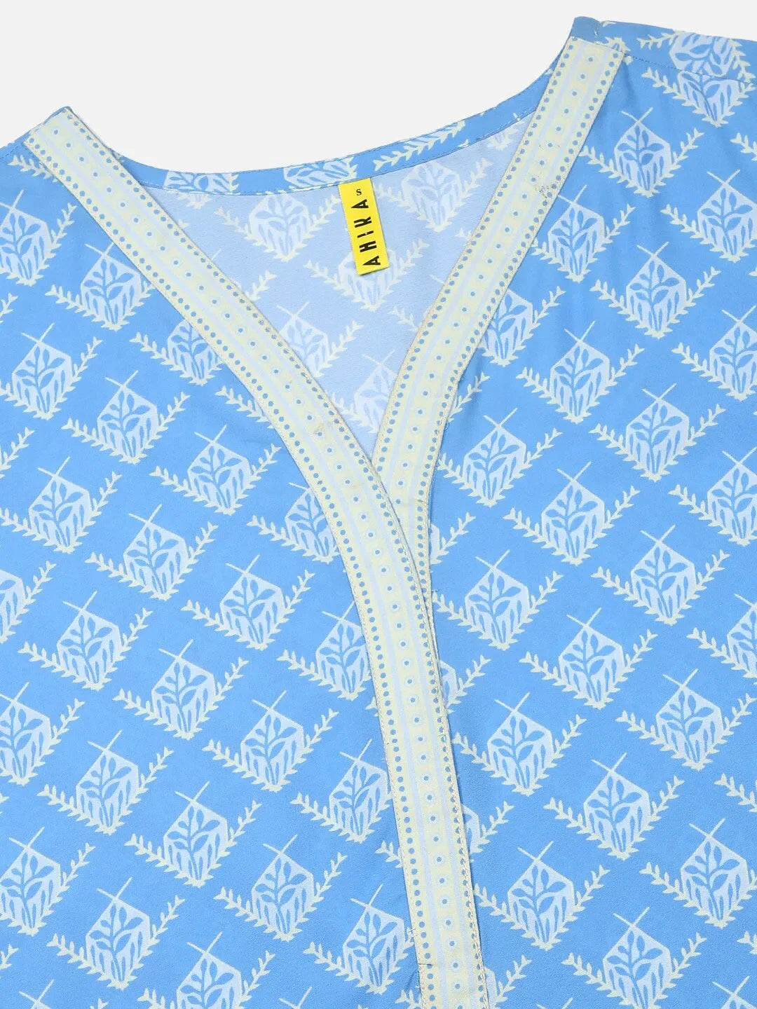 Blue & White Floral Women's Kurta Set with Dupatta | Ahika