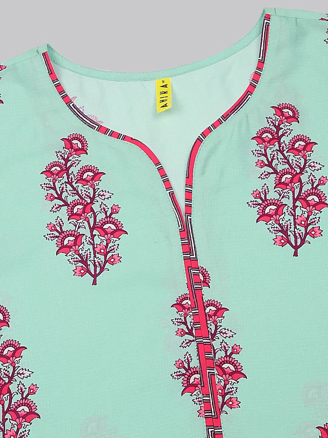 Sea Green Floral Women's Kurta Set with Dupatta | Ahika