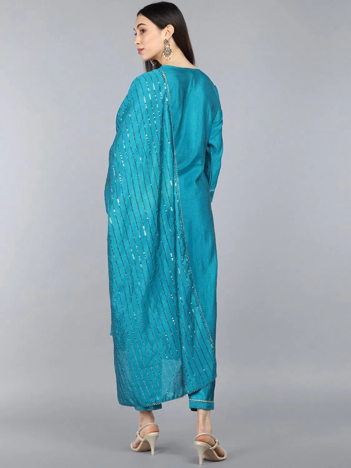 Solid Silk Kurta Set with Dupatta - Women's Indian Kurta Sets