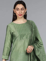 Poly Silk Printed Kurta Pant Dupatta-PKSKD1088A