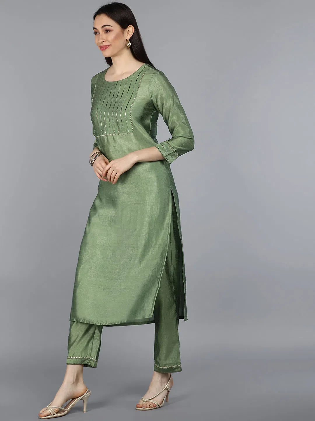 Poly Silk Indian Kurta Set with Dupatta | Women's Kurta Sets