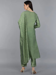 Poly Silk Printed Kurta Pant Dupatta-PKSKD1088A