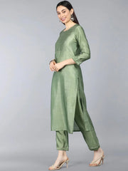 Poly Silk Solid Kurta Pant Dupatta-PKSKD1088AB