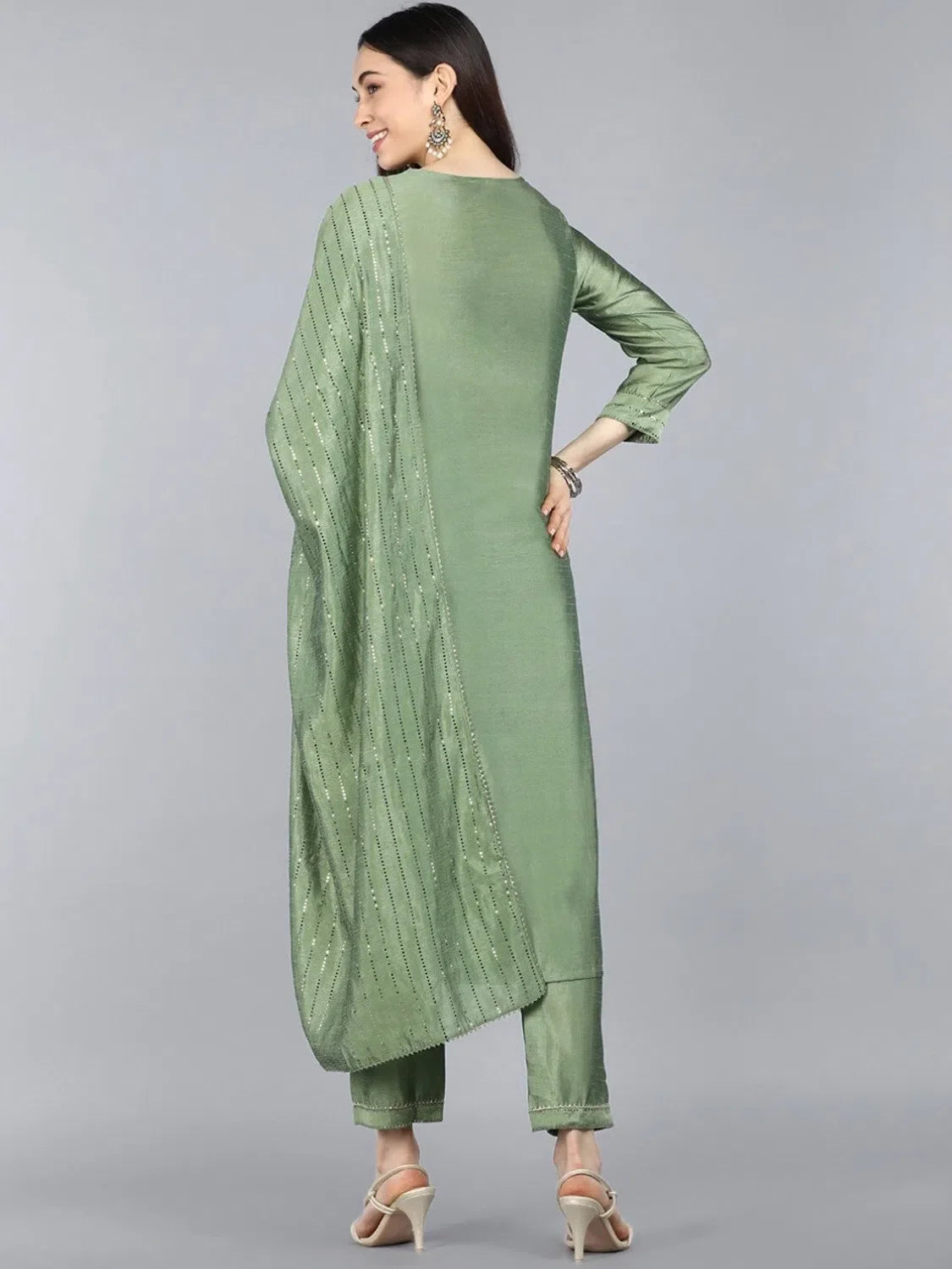 Poly Silk Kurta Pant Dupatta | Designer Kurta Sets Online