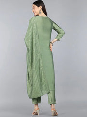 Poly Silk Solid Kurta Pant Dupatta-PKSKD1088AB